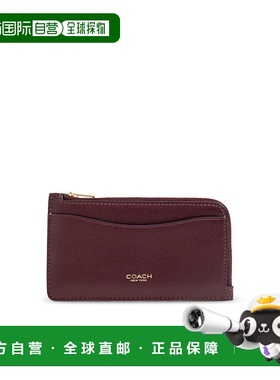 1h可退 香港直邮COACH 女士卡包 CBF500B4XD2 AW2025 酒红色 Leat