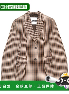 香港直邮Jil Sander 微格纹西装外套 J02BN0226J40271羊毛翻领