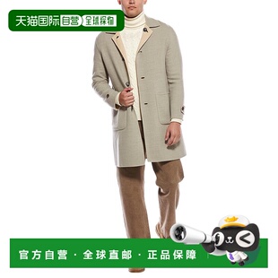 自营Eleventy双面羊毛大衣-棕褐色 美国奥莱直发外套男装