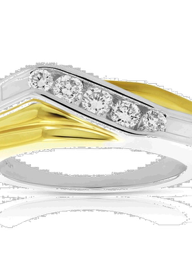 自营 vir jewels1/2 克拉男士 5 石 SI1 净度钻石戒指 14K 双色金