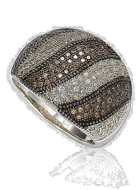 自营 Suzy Levian 纯银白色和棕色方晶锆石戒指 - 棕色 美国奥莱