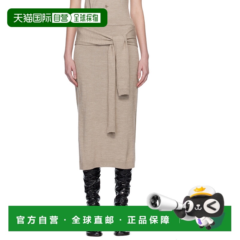 1h可退 香港直邮Lemaire 女士 驼色 Trompe L'oeil 半身裙 SK1058