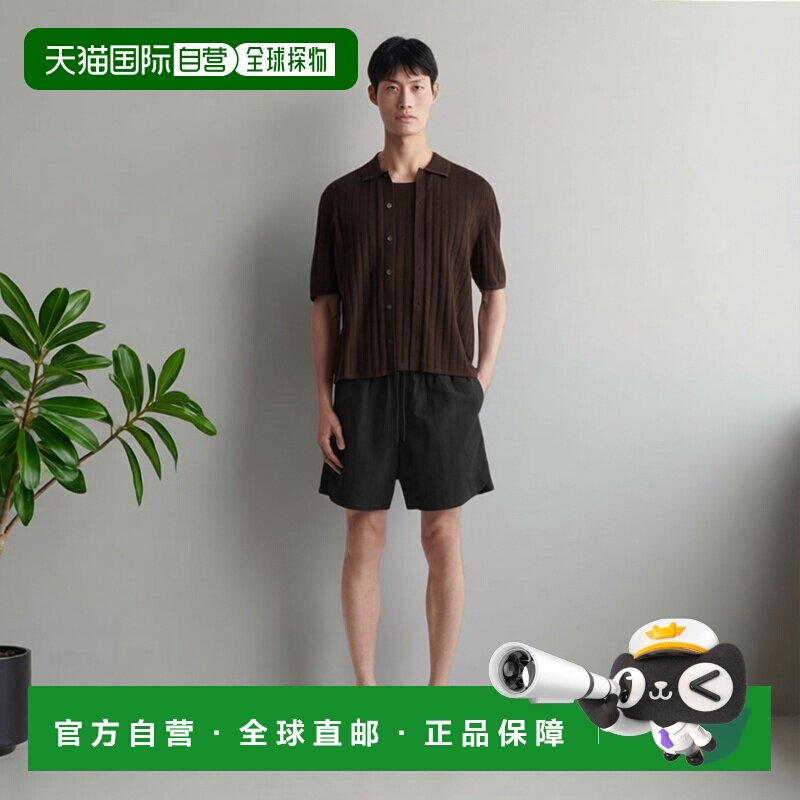 自营欧洲直邮COS 男士黑色尼龙可调节腰围宽松沙滩短裤休闲裤