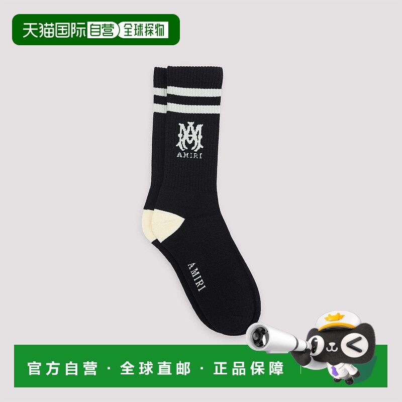 香港直邮AMIRI 男士 Ma 条纹袜子 AMSASS1001 black黑色 舒适时尚