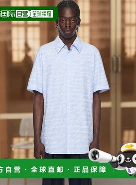 1h可退 香港直邮Balmain 巴尔曼 男士 蓝色 Love Letter Print 衬