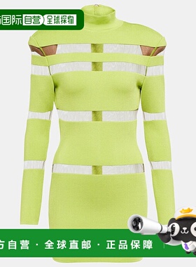 香港直邮Balmain 巴尔曼 女士 高领网纱拼接迷你连衣裙 000734