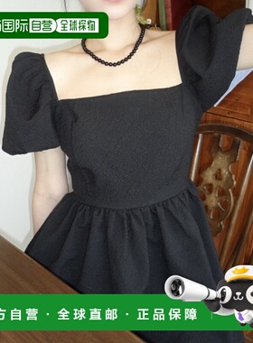 1h可退 日本直邮deux amour 女士方领泡袖后系带迷你连衣裙 14719