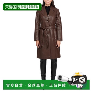 浓缩咖啡 自营Ellen 意式 单排扣人造皮革风衣 美国奥莱 Tracy女式