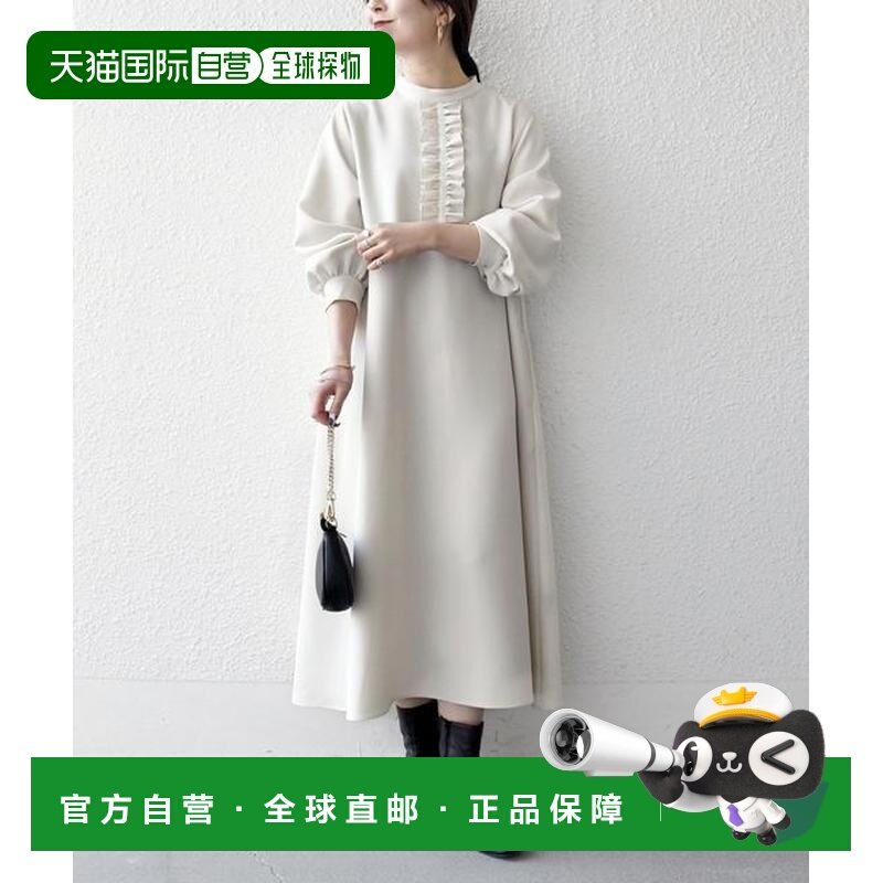 1h可退 日本直邮SHIPS any:可机洗双层布荷叶边泡泡袖连衣裙[NAVY,女装/女士精品,连衣裙,淘宝优惠券,粉丝福利购,淘宝优惠卷