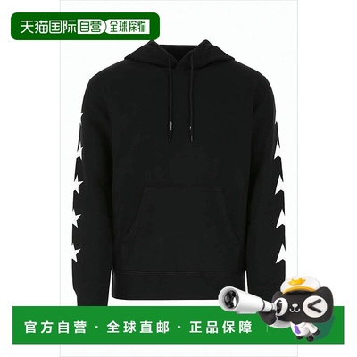 自营golden gooseCropped Black Hoodie With Star Graphics And