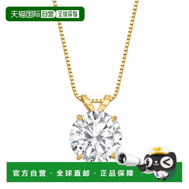 自营Ross-Simons CZ 单石项链 14kt 黄金 - 20 英寸 美国奥莱直发