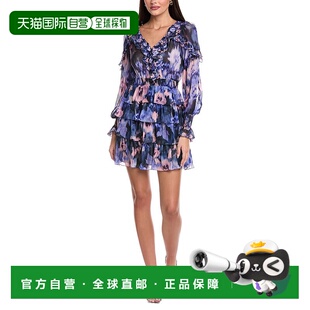 自营 Marchesa Notte真丝混纺迷你连衣裙-紫色 美国奥莱直发