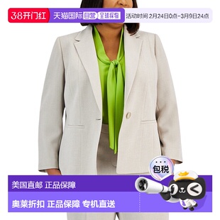 自营Kasper Crepe Blazer夹克女式夏季稻草弹性凹口翻领FTS1097-