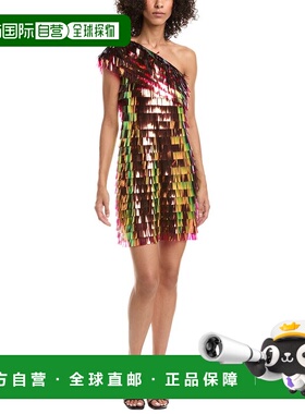 自营Tadashi Shoji Bina Sequin Fringe Mini Dress - gold 美国