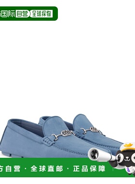 自营欧洲直邮LV路易威登 男士蓝色皮革logo标识乐福鞋