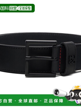 1h可退 香港直邮潮奢 HUGO 雨果 男士 黑色 Logo Hardware 腰带 5