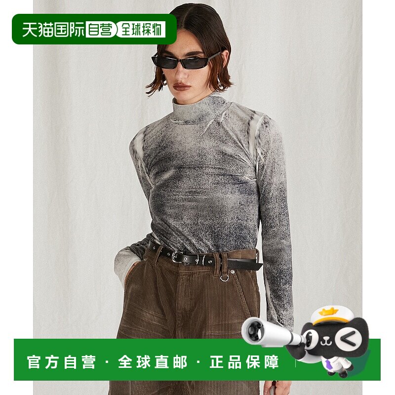 1h可退 日本直邮PRANK PROJECT 女士印花光泽感高领长袖上衣 3124