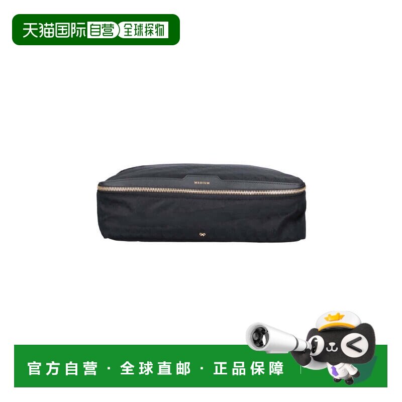 自营anya hindmarch黑发套装回收织物袋-黑色 美国奥莱直发手提包