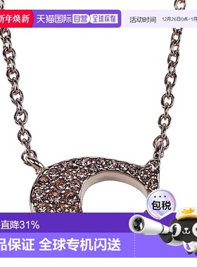 日本直邮COACH蔻驰女士经典LOGO标志C字玫瑰金水晶项链礼物91433