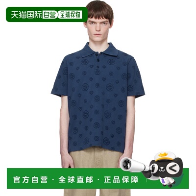 香港直邮Casablanca 男士 海军蓝 Applique Monogram Polo 衫 MSP