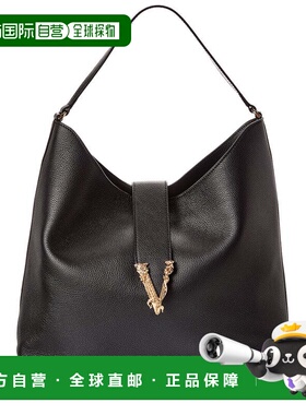 自营Versace Leather Shoulder Bag - black 美国奥莱直发