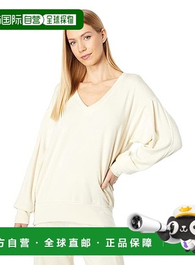 自营 Sundry运动衫女式蛋壳褶袖V领套头衫SGN1601-白色 美国奥莱