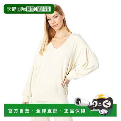 自营 Sundry运动衫女式蛋壳褶袖V领套头衫SGN1601-白色 美国奥莱