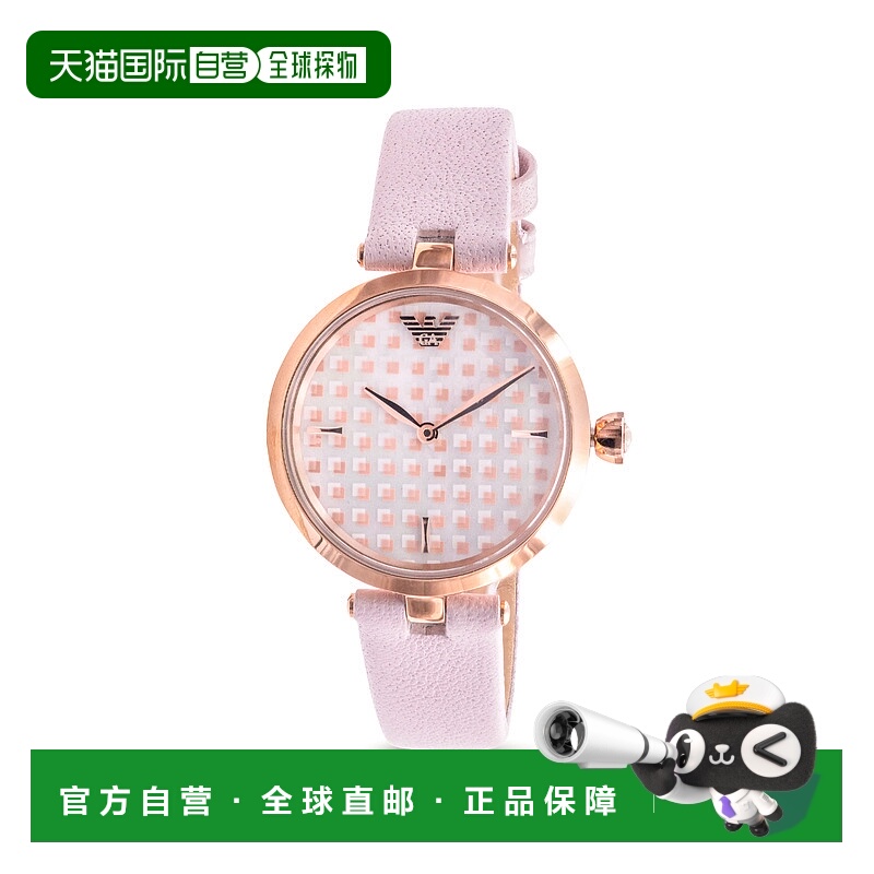 自营Emporio Armani Pink Leather Ladies Watch - pink 美国奥莱