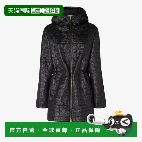 自营欧洲直邮Fendi芬迪 女士黑色聚酯纤维绗缝派克大衣外套长袖