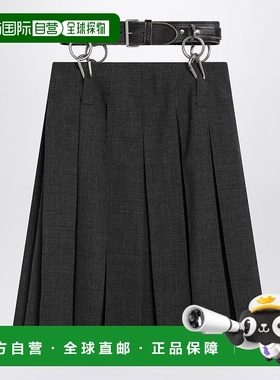 1h可退 香港直邮潮奢 Prada 普拉达 女士 MATTING 褶裥连腰带半身