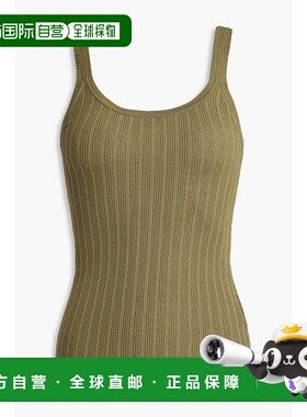 1h可退 香港直邮Sandro 女士 罗纹针织背心 SFPPU02515OLIVEGREEN