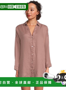自营 l spaceL*Space Rio束腰上衣女式ML灰色亚麻衬衫下摆纽扣衬B