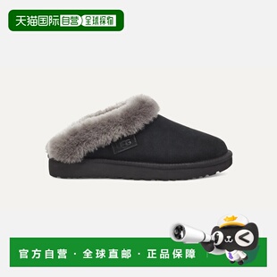 自营欧洲直邮UGG 女士黑色拖鞋羊毛居家厚底