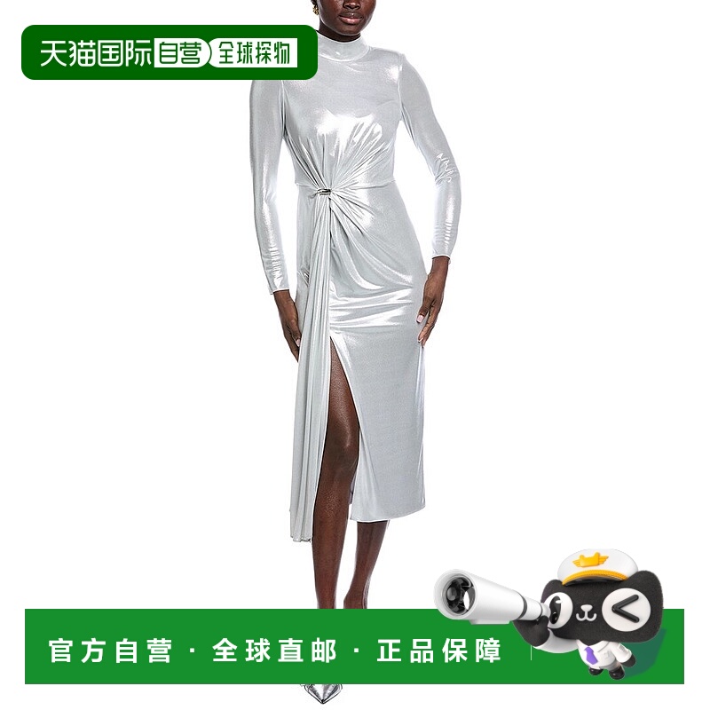 自营Carla Ruiz Gathered Front Midi Dress - metallic 美国奥莱