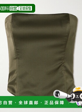 1h可退 香港直邮Staud 女士 Brunswick 无肩带真丝混纺缎面上衣 R