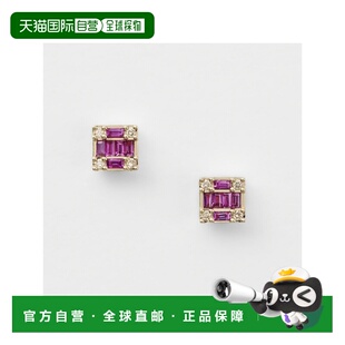 日本直邮日潮 agete 阿卡朵K18YG红宝石钻石耳钉红色 均码