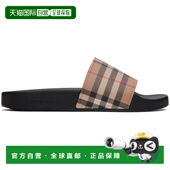 香港直邮潮奢 黑色格纹拖鞋 Burberry 女士 1h可退 巴宝莉 驼色