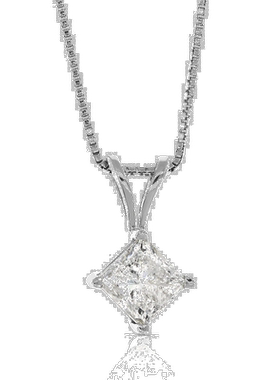 自营vir jewels3/4 cttw 钻石单石吊坠项链 14K 白金公主链 - 白