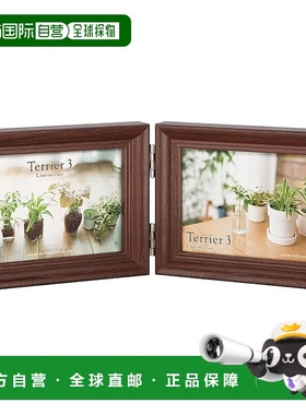 【日本直邮】HAKUBA 木制相框 梗犬 3 大尺寸 双面 横向 棕色 FWT