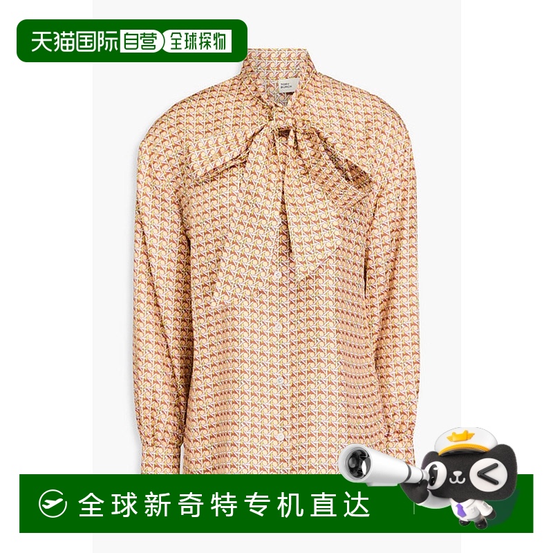 1h可退 香港直邮Tory Burch 托里 伯奇 女士 蝴蝶结印花斜纹丝绸