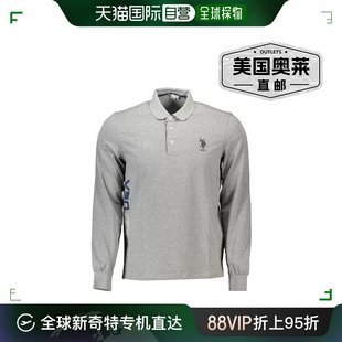 ASSN. 灰色 别致长袖 装 饰 Polo 衫 U.S. 配以撞色男式 POLO