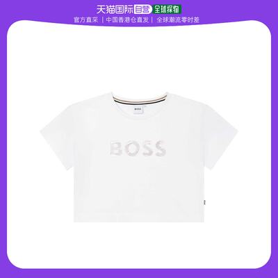 香港直邮潮奢 BOSS 女童Boss Tshrt Jn34 短款上衣童装