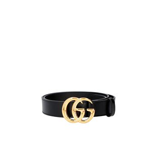 Gucci 黑色闪亮双G带扣皮带 4145160YA0G