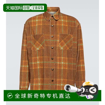 香港直邮潮奢 ERL 男士 格纹棉质灯芯绒衬衫 004151时尚百搭舒适