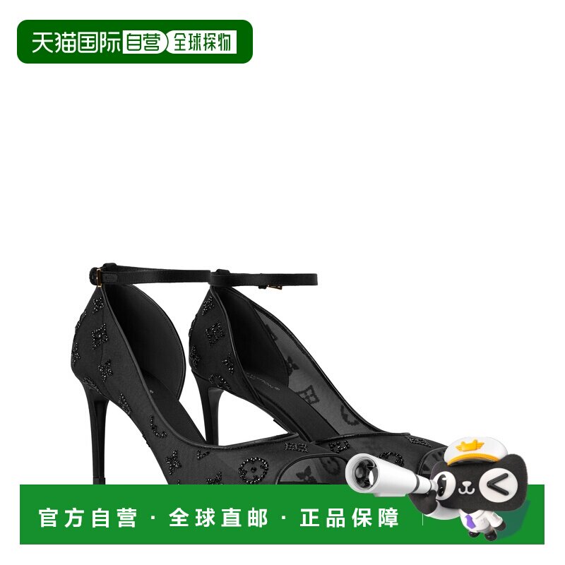 自营欧洲直邮LV路易威登 Gala女士黑色皮革老花图案高跟鞋凉鞋