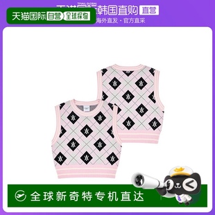 撞色棋盘格女圆领学院风外搭背心潮 韩国直邮ADLV针织马甲Lisa同款