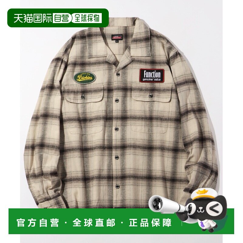 日本直邮Dickies 男女同款 刺绣格纹法兰绒衬衫 6【付后1h可退】