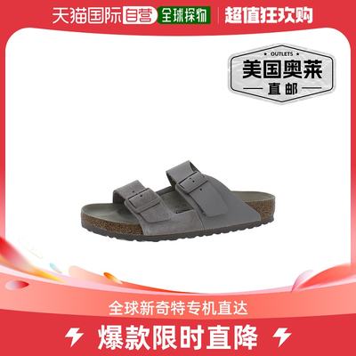 birkenstockArizona Split 女式绒面革搭扣拖鞋 - 灰色灰褐色 【