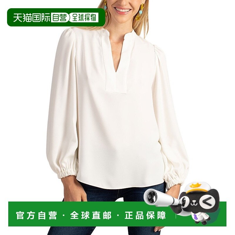 自营 Trina Turk Tanvi 上衣 - 白色 美国奥莱直发长袖泡泡袖
