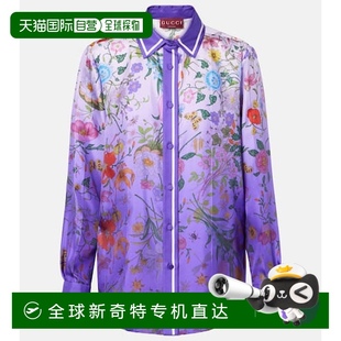 女士 花朵真絲襯衫 香港直郵Gucci purple紫色 舒適 古馳 1h可退